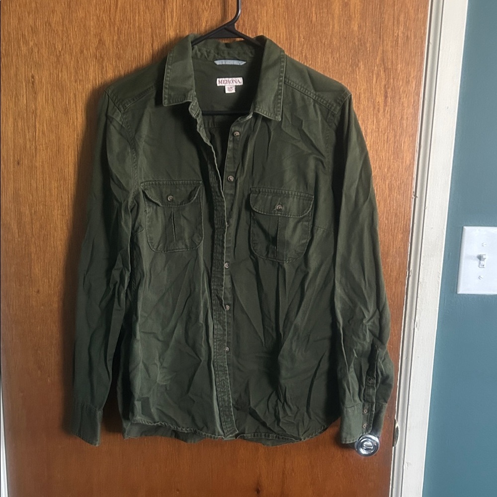 Women's Olive Button Down Shirt